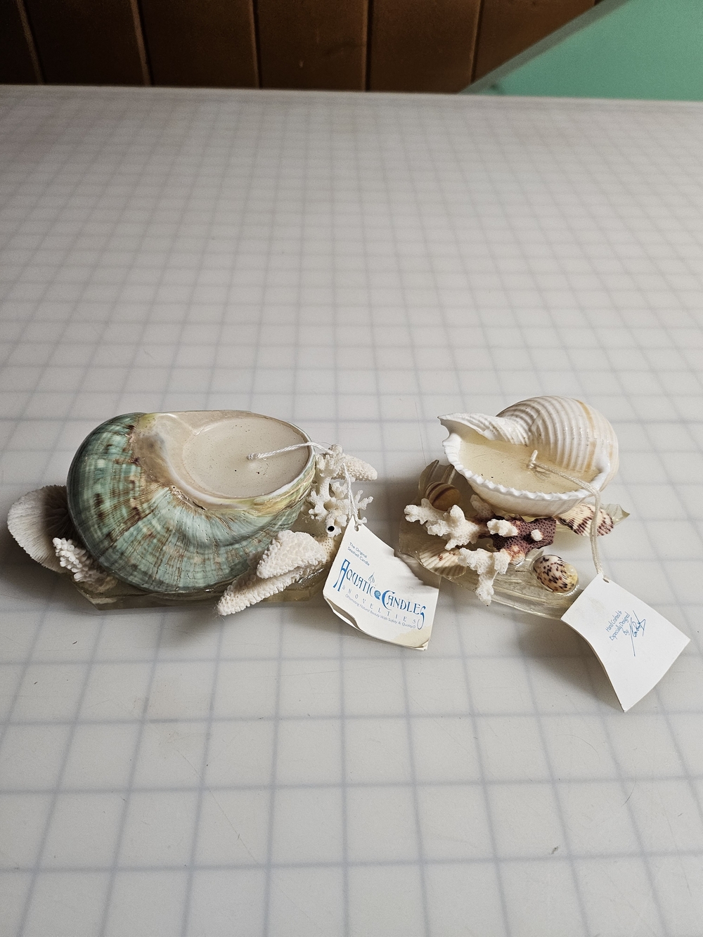 Two Vintage Seashell Candles
